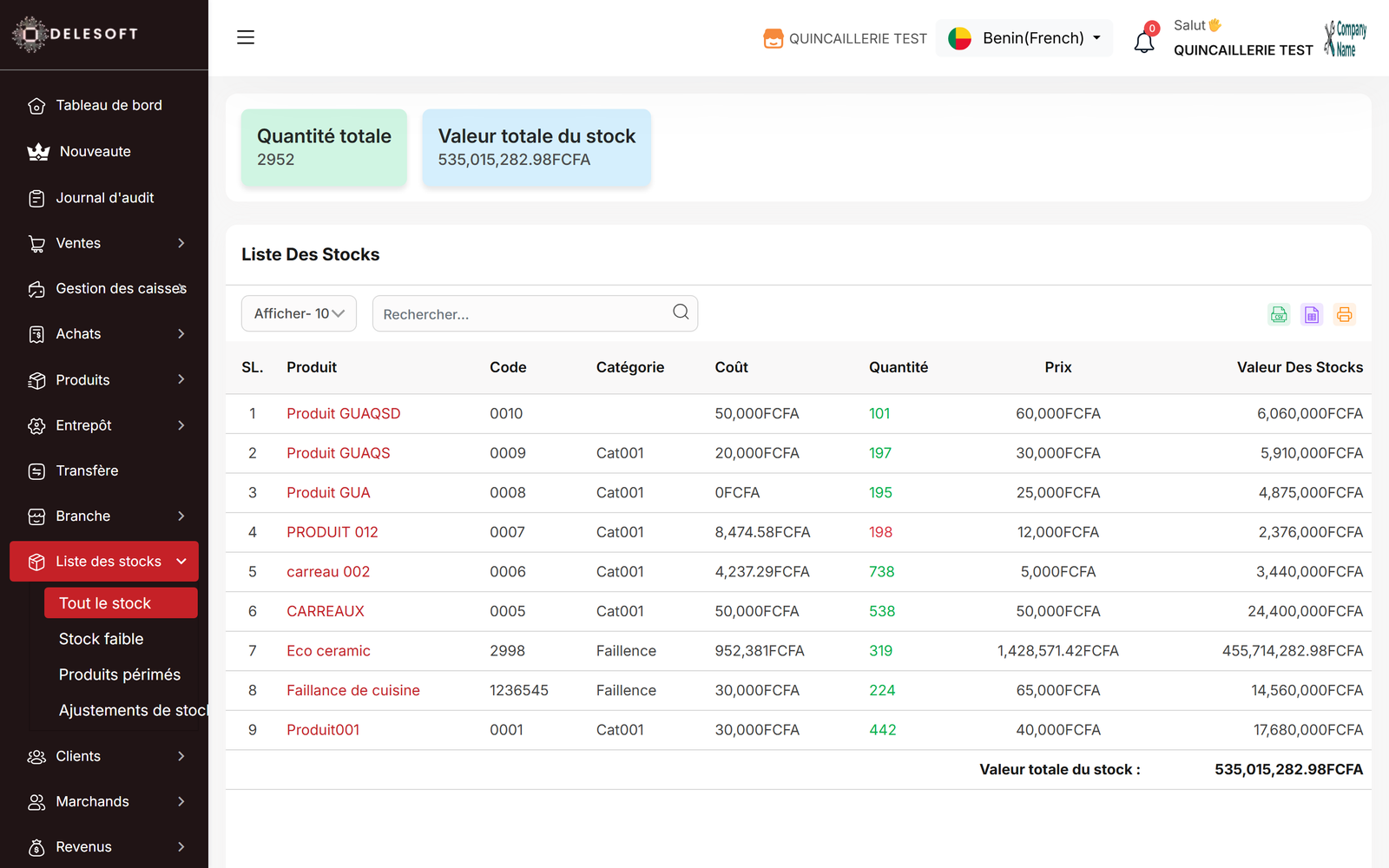 Gestion des stocks